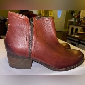 Clark’s Maypearl Ramie women’s 7 ankle bootie leather brown zip low heel